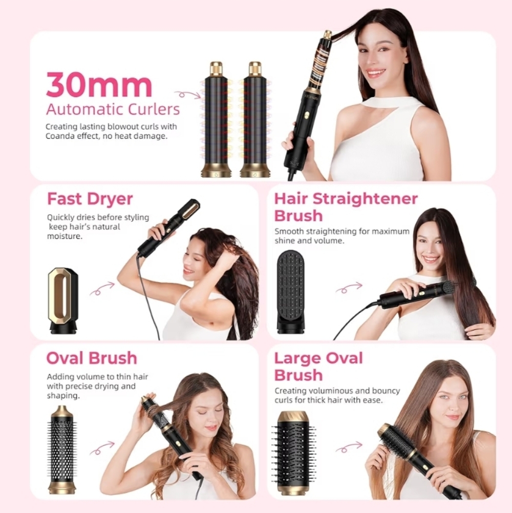 6 in 1 Blow Dryer Brush, Hair Dryer Brush Fast Drying 3 Heat Settings, Hot air S - Picture 3 of 16